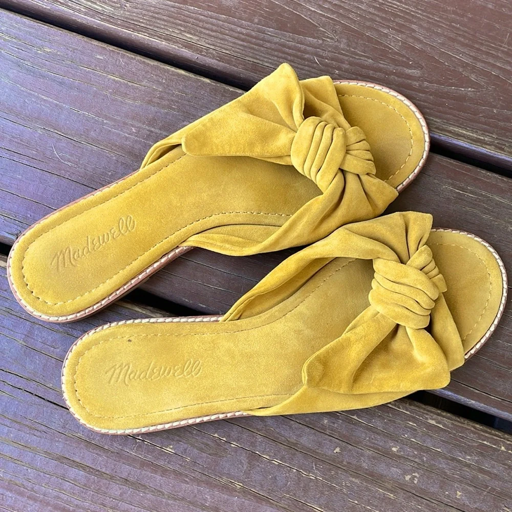 Madewell Mustard Tan Knot Slide Sandals